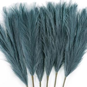 6 PCS Faux Pampas Grass Arrangement - 18"/45cm Artificial Fluffy Pompous Grass Stems for Boho Chic Home and Wedding Decor (Dust Blue)