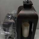 DECORKEY LED Lantern Decorative Outdoor&Indoor, Set of 2 (17&13) Black Metal Lanterns Decor, Vintage Hanging Candle Holder for Home Porch Wedding Halloween Christmas Decorations Battery Powered