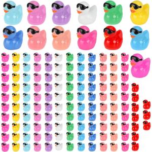 HOTTuoHong Mini Ducks Bulk,Tiny Ducks,Mini Resin Ducks Miniature Duck Figures Ornament Little Ducks for Craft,Dollhouse,Home Decorations Birthday Party Gift (1, 130,Multicolor,Sunglasses)