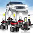 compatible with (2007-2014) Chevy Suburban 1500/2500 Headlight Bulbs Bright Light Front Bulb Kit, 9005/HB3/H10 and H11/H8/H9 High/Low Beam, 5202 Fog Lights, Pack of 6
