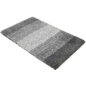 Luxury Soft Bathroom Rugs Door Mat, Non Slip Washable Plush Bath Floor Mats, Microfiber Shaggy Absorbent Striped Bath Carpet for Tub, Bathroom and Shower, 16.14inx24.02in (Gray Gradient)