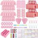 10 Set Spa Party Supplies for Girls,122 Pcs Slumber Party Favors for Girls Satin Robes Spa Kit Accessories Bulk with Tote Bags,Kids Nail Salon Spa Birthday Party Supplies (Pink)
