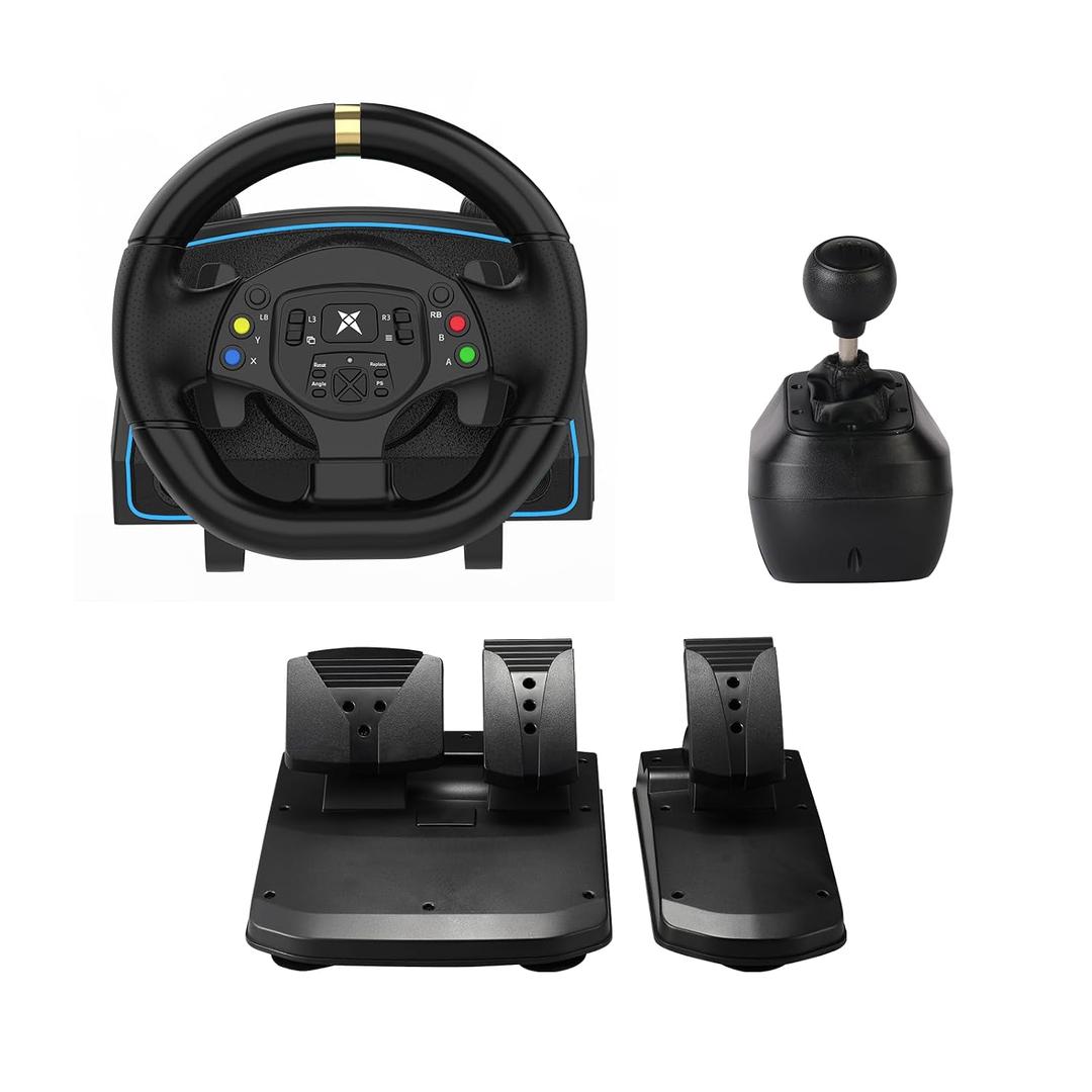 DOYO 1080 Sim Racing Wheel with Pedals and H-Shifter, Dual Vibration Adjustable Sensitivity Gaming Steering Wheel for PC Driving Simulator