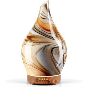 Porseme 150ml Glass Essential Oil Diffuser Aromatherapy Ultrasonic Cool Mist Humidifier 6 Running Hours Waterless Auto-Off Air Diffusers for Sleeping,Yoga,Office Working Spa and Rest (Deep Desert)