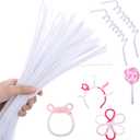 RoundFunny 200 Pcs 24 Inch Extra Long Pipe Cleaners White Chenille Stems Pipe Cleaners Craft Fluffy Chenille Stems Craft Supplies for DIY Arts Projects Creative Decoration, White 