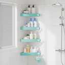 Sotfamily Plastic Shower Caddy Corner (For 90° Only), 4 Pack Adhesive Corner Shower Shelves for Bathroom Organizers and Storage, Turquoise