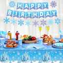 Domensi 173 Pcs Winter Snowflake Party Supplies Christmas Winter Tableware Set Snowflake Tablecloth Plates Cups Napkins Spoons Forks Knives Banner for Xmas Holiday Birthday Party Decoration