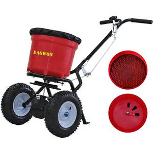 50lb Broadcast Spreader, Capacity Lawn Spreader & Fertilizer Spreader, Rustproof Poly Hopper, Adjustable Drop Rate, All-Terrain Pneumatic Tires, Epoxy-Coated Frame for Lawn Care, Red