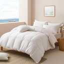 APSMILE Goose Feather Down Fibers Comforter Full Size, Organic Cotton Duvet Insert, All Season Warmth, Baffle Box, Quill-Free Soft Fluffy Hotel Bed Comforter (Ivory White, 82x86 Inch)