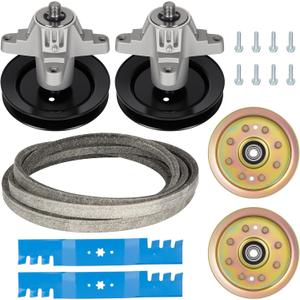 42 Inch Deck 918-04456 Spindle Kit Fit for White Outdoor 42" LT-542H (only for 13AN795G790), Includes 2 Spindle 618-04461, 2 Pulley 918-0624B, 2 Idler 756-04129, 2 Blade 742-0616, 96" Belt 7754-04060