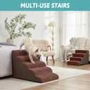 Extra Wide Dog Stairs 19.7" Width, Large Pet Step for Small Medium Dog, Puppy or Cat, Ramp for High Bed or Car, High Density Foam Ladder, Stable, 5 Step, 19.7x33x22.4 inch, Brown
