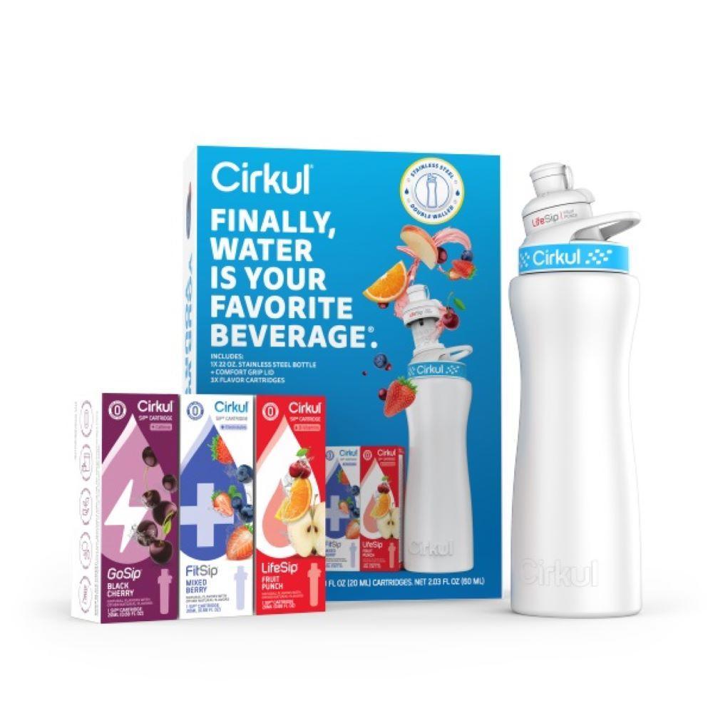 Cirkul® 22 oz. White Stainless Steel Bottle Starter Kit