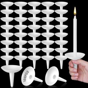100 Pcs Candlelight Service Bulk, Church Vigil Plastic Candle Holders, Candlelight Service Drip Protectors Convenient for Church, Vigil, Memorial, Christmas Eve, Wedding, Party Candles
