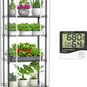 Mini 5-Tier Greenhouse for Indoor Outdoor, 23.2" L13.4" W61.4" H Portable Greenhouse with Clear PVC Cover and Metal Shelf for Growing Vegetables, Flowers and Seedlings, with Wheels