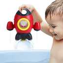 Elovien Bath Toys, Space Rocket Bath Toys for Toddlers 1-3, Spray Water Baby Bathroom Toys with Rotating Fountain, Shower Bathtub Toys for Toddlers Aged 18 Months 2 3 4 5 Years Old Kids Boys Girls