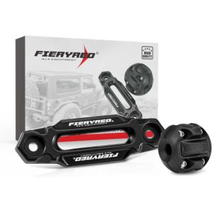 FIERYRED Winch Hawse Fairlead with Winch Cable Hook Stopper Kit,4-7/8 Inch Bolt Pattern Aluminum Fairlead for Synthetic Rope,Suitable for 3500-4500LBS ATV/UTV Winch