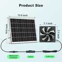 7.1" Large Solar Greenhouse Fan, 25W Solar Powered Vent Exhaust and Intake Chicken Coop Fan Outdoor Waterproof, 16.5 ft Cord, Strong Airflow for Shed Doghouse Cabin Ventilation Air Circulation