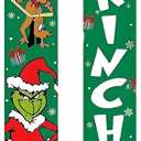 Christmas Couplets Decorations - 1.8M x 29.5CM Polyester Fabric Xmas Door Decor, 125g Lightweight, Perfect for Front/Room Doors, Home & Office Holiday Christmas Decoration (Green)