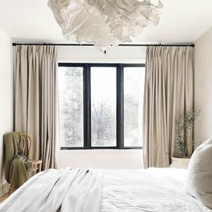 TWOPAGES Mayra Polyester Linen Custom Curtain Drapery Panel for Living Room Bedroom, 2 Panel, 52x84" 