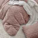 Bedsure Fluffy Flannel Duvet Cover Set - Faux Fur Comforter Cover Queen Size, Cameo Rose Warm Plush Bedding for Winter, 3-Piece Set with Zipper Closure (90"x90") and 2 Pillow Shams