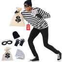 Morph Robber Costume Adults, Bandit Costume, Mens Cops and Robbers Halloween Costumes, Halloween Costumes For Men (XX-Large)