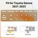 Floor Mats & Cargo Liner for 2021-2025 Toyota Sienna (Only for 8 Seats) | All Weather TPE Floor Liners Custom Fit Sienna LE XLE Heavy Duty Car Mats 1st & 2nd & 3rd & Trunk Mat Accessories Black