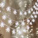 2 Packs 100 LED Christmas Snowflake String Lights Hanging Decorations - Winter Wonderland Lighted Decor for Holiday Xmas Indoor Outdoor Party Supplies (42.6ft,Batteries Not Included) (White)