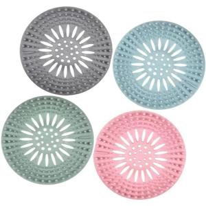 Drain Strainers Hair Catcher Silicone Shower Drain Covers Protector Flexible Material Easy to Install Sink Strainer for Bathroom Tub Shower and Sink - Pack of 4