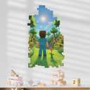 CRYPTONITE Personalized Video Game Wall Decal for Kids | Classic Pixel Style Landscape Wall Sticker | Boys Room Decor for Nursery, Bedroom & Playroom (Pixel Boy, Wide 15" x 25" Height)