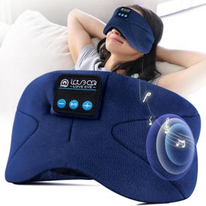 LOVE EYE Sleep Headphones Bluetooth 5.4 Sleeping Eye Mask Wireless Music Earphones with HD Speakers for Side Sleepers Total Blackout Cotton Mask for Travel, Home, Office, Unique Gifts