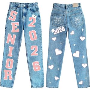 2 x Solsew Class of 2026 Senior Iron on Patches for Jeans Glitter Star Heart Bow Heat Transfer Stickers 2026 Senior Gifts Decorations Graduation Iron on Decals for Backpack Jacket T-Shirt DIY Crafts