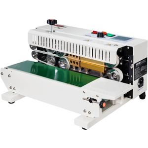 VEVOR Continuous Bag Band Sealing Machine FR900K Band Sealer Machine with Digital Temperature Control Horizontal Bag Sealer for 0.02-0.08 mm Plastic Bags Continuous Band Sealer w/Printing Function