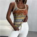 Women's Graphic Sleeveless Tank Top Scoop Neck Slim Fit Vintage Crop Tops (M)
