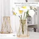 Roshtia 8 Set Gold Glass Vase for Centerpieces Metal Geometric Test Tube Vase Modern Hydroponic Flower Stand with Glass Cylinder for Flowers Plant Wedding Office Home Centerpiece (6.3 Inch)