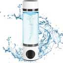 3 Mins Negative Ion Hydrogens-Rich Water Cup Generator Alkaline 450ML Portable USB Charge Electrolytic Generator Ionization Bottle Glass Anti-Aging Health Care Cup (Gray)