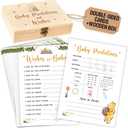 WOODAMORE Baby Prediction Cards Box - 30 Double-Sided Winnie Well Wishes Card, Guess The Due Date Classic Pooh Baby Shower Games for Gender Reveal Party Decorations