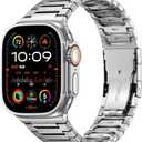 Titanium Watch Band for Men Compatible with Apple Watch Ultra 3/2/1 49mm,iWatch Series 11/10 46mm,9/8/7 45mm,6/5/4/SE3/2/1 44mm,3/2/1 42mm,Adjustable & Scratch Resistant Titanium Apple Watch Band