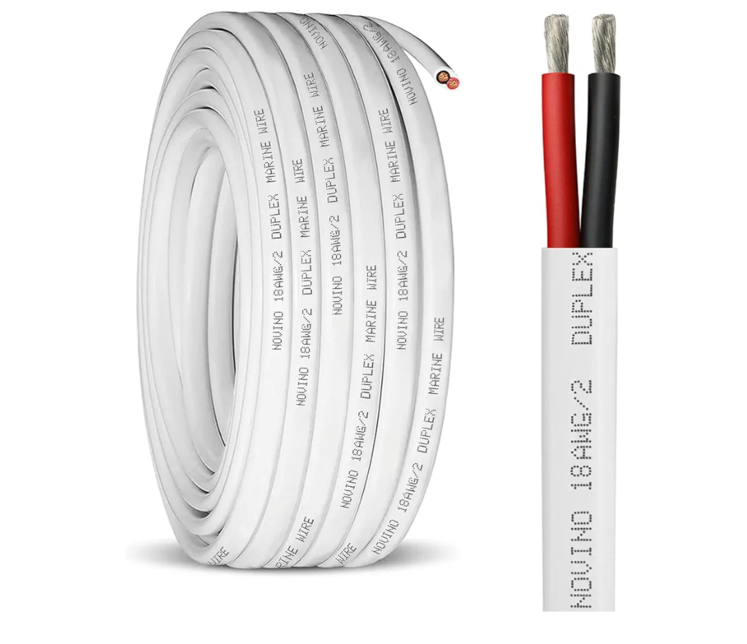 18 Gauge Marine Wire,18 AWG 100ft Duplex Marine Grade Wire,Tinned Copper Heavy Duty Sheathed Cable for Boat/Automotive/RV/Camper/Trailer