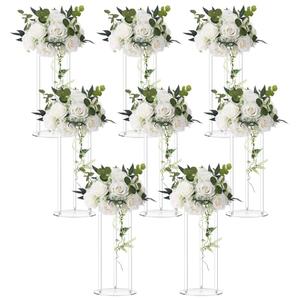 Teenyyou 8 Pcs 16 Inch Tall Acrylic Vase Wedding Centerpieces Clear Flower Stand Acrylic Centerpiece Stand Floral Vase Elegant Display Holder for Wedding Birthday Party Table Decorations