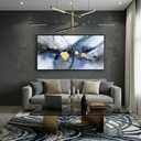 Blue Abstract Wall Art for Living Room Modern Artwork for Wall Decor Large Framed Canvas Paintings for Office and Bedroom Blue and Gold Pictures for Living Room Wall 20×40IN