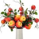  17.72 Inches Artificial Fake Apple Branches Realistic Tall Apple Bouquets Tree Branch with Long Stem and Green Leaves Fruit Plant for Home Office Vase Filler Shop Decoration