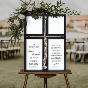A Cord of Three Strands Wedding Ceremony Unity Sign 22"X16" Black, 22L" x 16W"