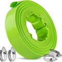 Boltigen 1-1/2'' Pool Backwash Hose, 100 Feet Heavy Duty PVC Pool Drain Hose with Clamps, Lay Flat Water Discharge Filter Pump Hose for Swimming pools, High Pressure Pool Pump Hose,  1.5" ID x 100 FT 