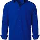 ZEROYAA Men's Regular Fit Dress Shirt Solid Wrinkle-Free Long Sleeve Casual Business Button Up Shirts with Pocket Medium