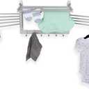 BGT Wash Clothes Drying Rack Wall Mount Laundry Room Organizer with Hooks & Swing Arms, 17" Metal Laundry Rack Silver