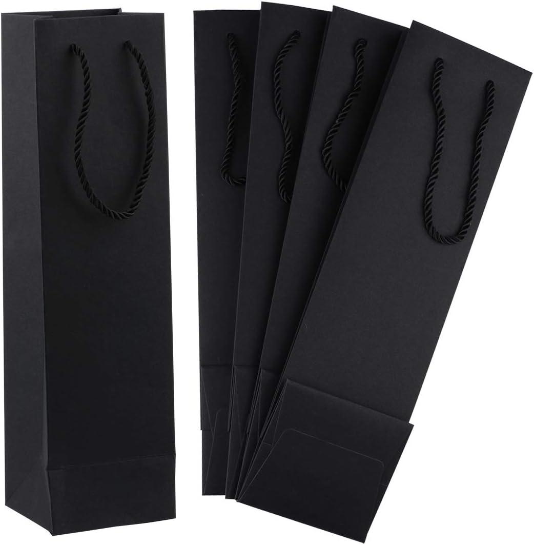 SDOOT Black Bags, 50 Pack - 3.7 x 3.5 x 13.8 Inch Kraft Paper Gift Bags with Handles for Christmas, New Year Celebrations
