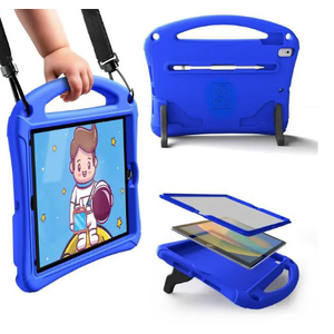 Bam Bino Space Suit Kids Case for iPad Pro 12.9" 3rd/4th/5th/6th Generation (2018-2022) Models [Not for iPad Pro 12.9 1st/2nd Gen] Screen Guard, Handle, Shoulder Strap, Pencil Holder (Blue)