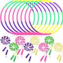HyDren 16 PCS Detachable Hoop and Jump Rope Set Include 8 Soft Beaded Skipping Rope and 8 Adjustable Size Length Plastic Hoops for Party Game, Playing Exercise Fitness Equipment, Dog Agility Equipment