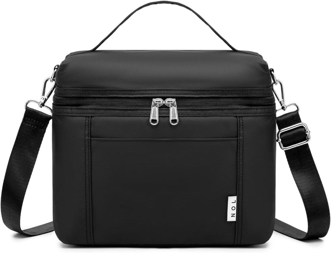NOL Natural Organic Lifestyle Reusable Lunch Bags for Adults Lightweight Waterproof Lunch Box with Removable Adjustable Strap Insulated Leakproof Cooler Lunch Bag for Work Black Medium Size (Medium (8 Liters))