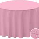 BYDOLL Table Cloth 60 Inch Round Tablecloth Fits Max50 Inch Diameter Table Top,Pink Polyester Washable Wrinkle-Free Spillproof Tablecloth for Party Patio Cover